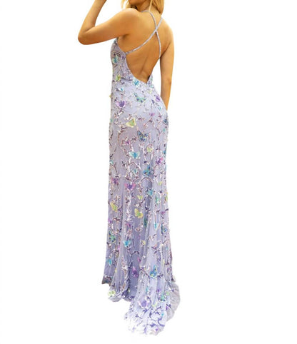 Plunging V-neckline Printed Dress