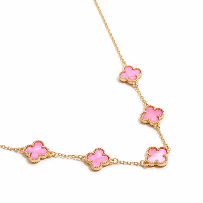 Women's Shell Clover Charm Necklace