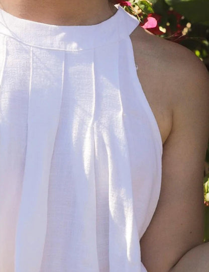 Linen Halter Top & Skirt Set