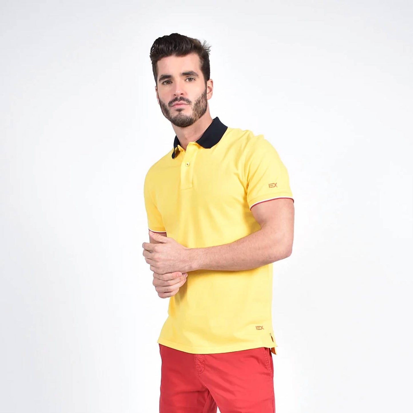 Double Sided Collar With Multi Colored Stripes Polo