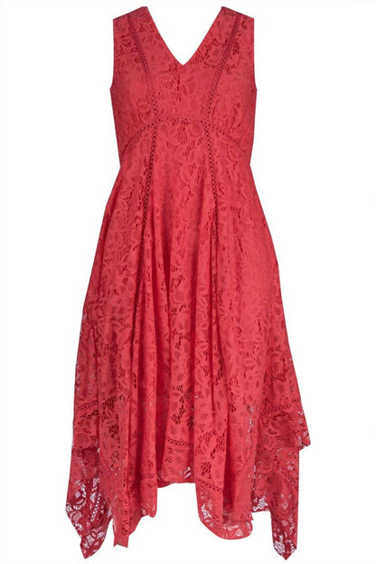 Sleeveless V-neck Lace Midi Dress