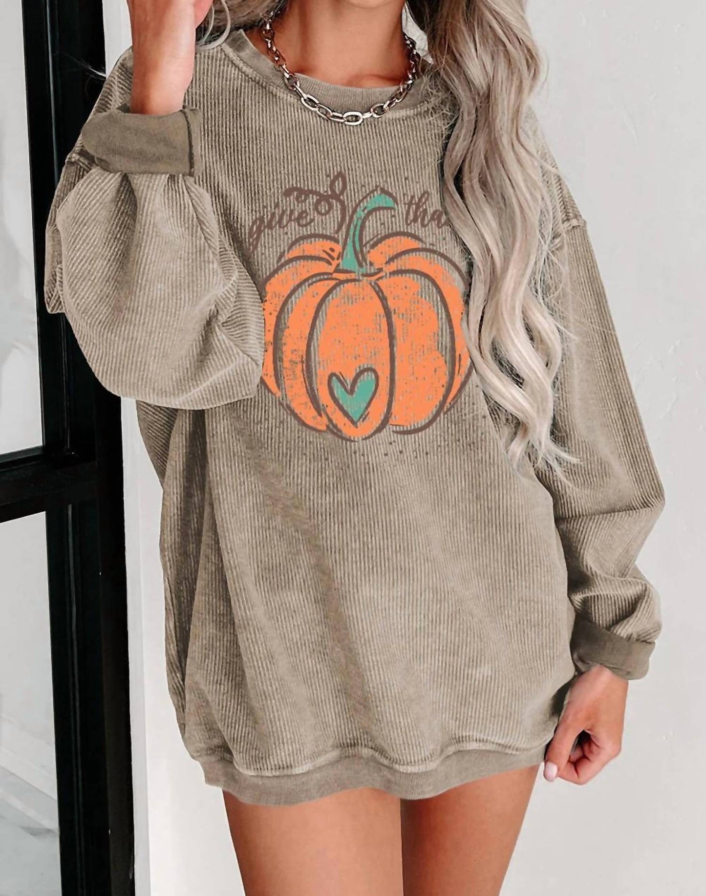 Give Thanks Corded Crewneck Sweatshirt