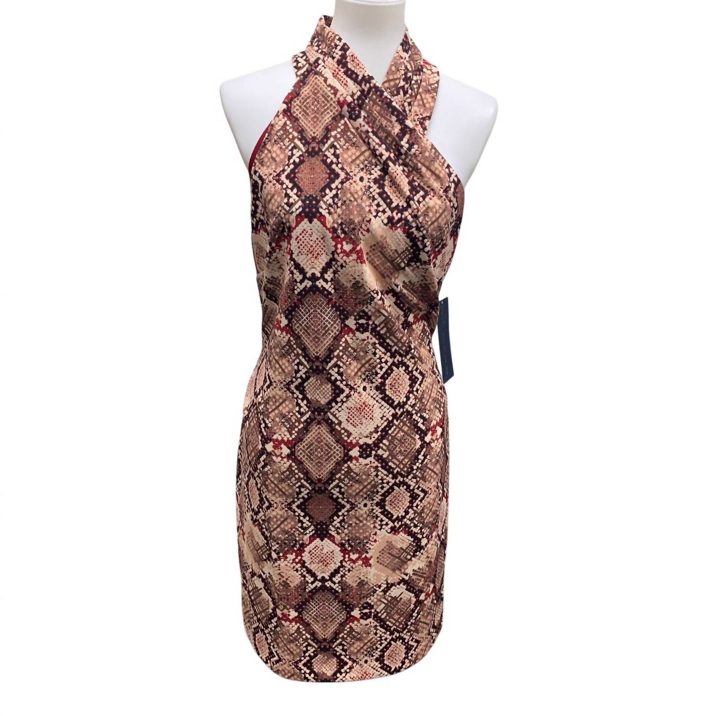 Women's Snake Skin Print Sleeveless Crossover Sheath Dress