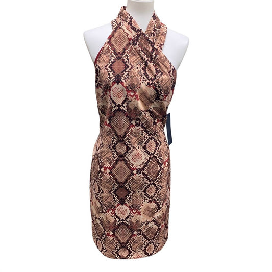 Women's Snake Skin Print Sleeveless Crossover Sheath Dress