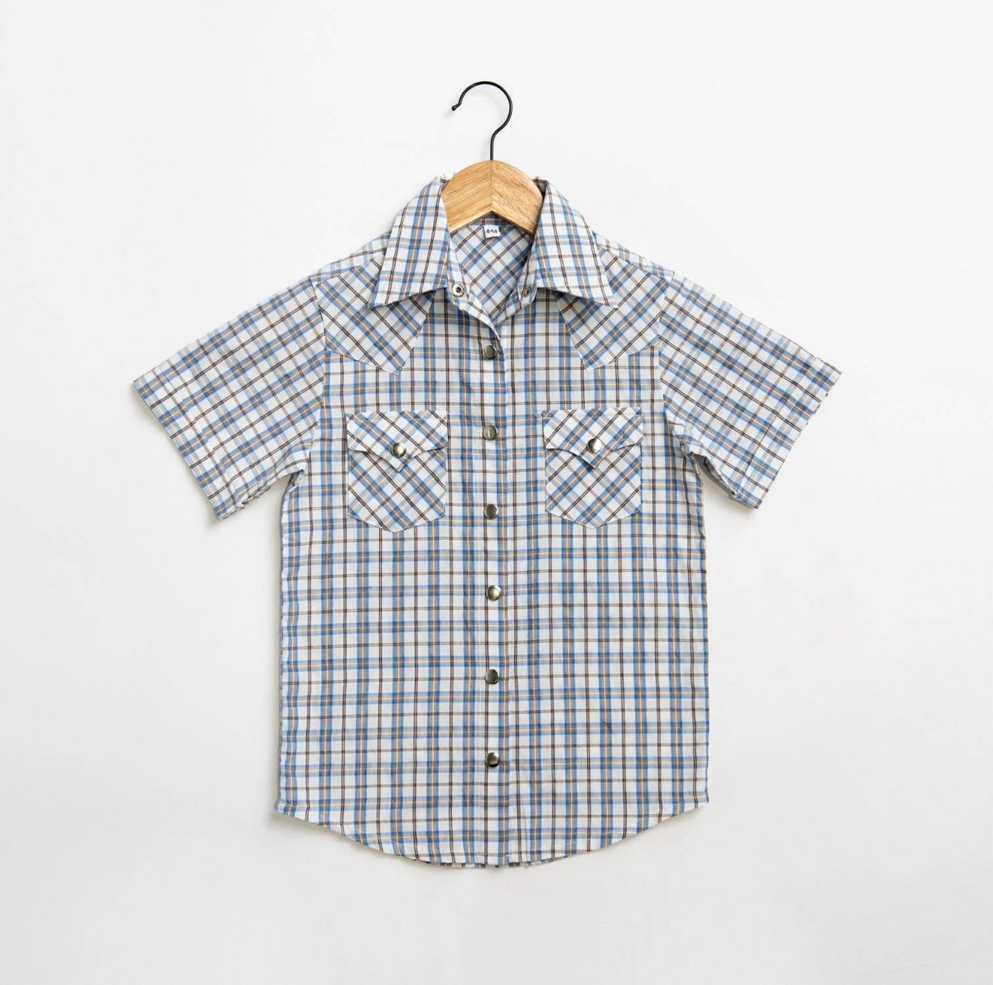 American Farm Company - Boys Youth Plaid Pattern Metal Snap Shirt - Rack Hunt -