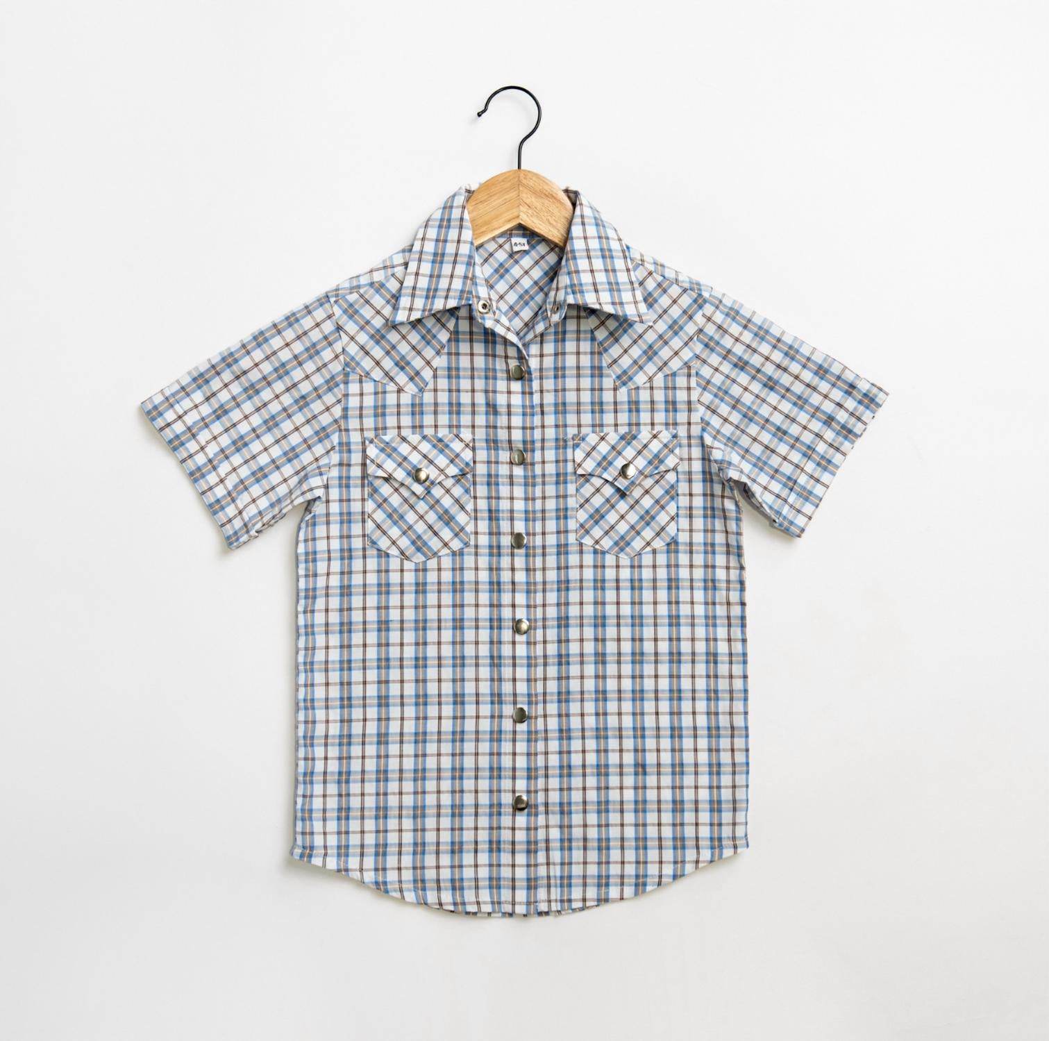 American Farm Company - Boys Youth Plaid Pattern Metal Snap Shirt - Rack Hunt -