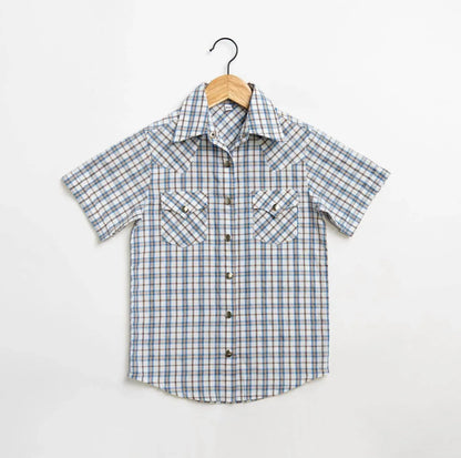 American Farm Company - Boys Youth Plaid Pattern Metal Snap Shirt - Rack Hunt
