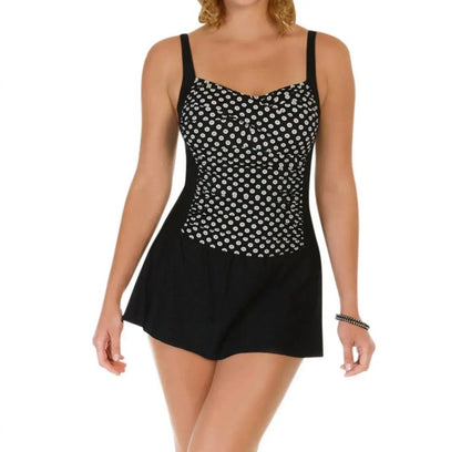 Shape Solver - Neutral Spot Twist Front Skater Swimdress - Rack Hunt