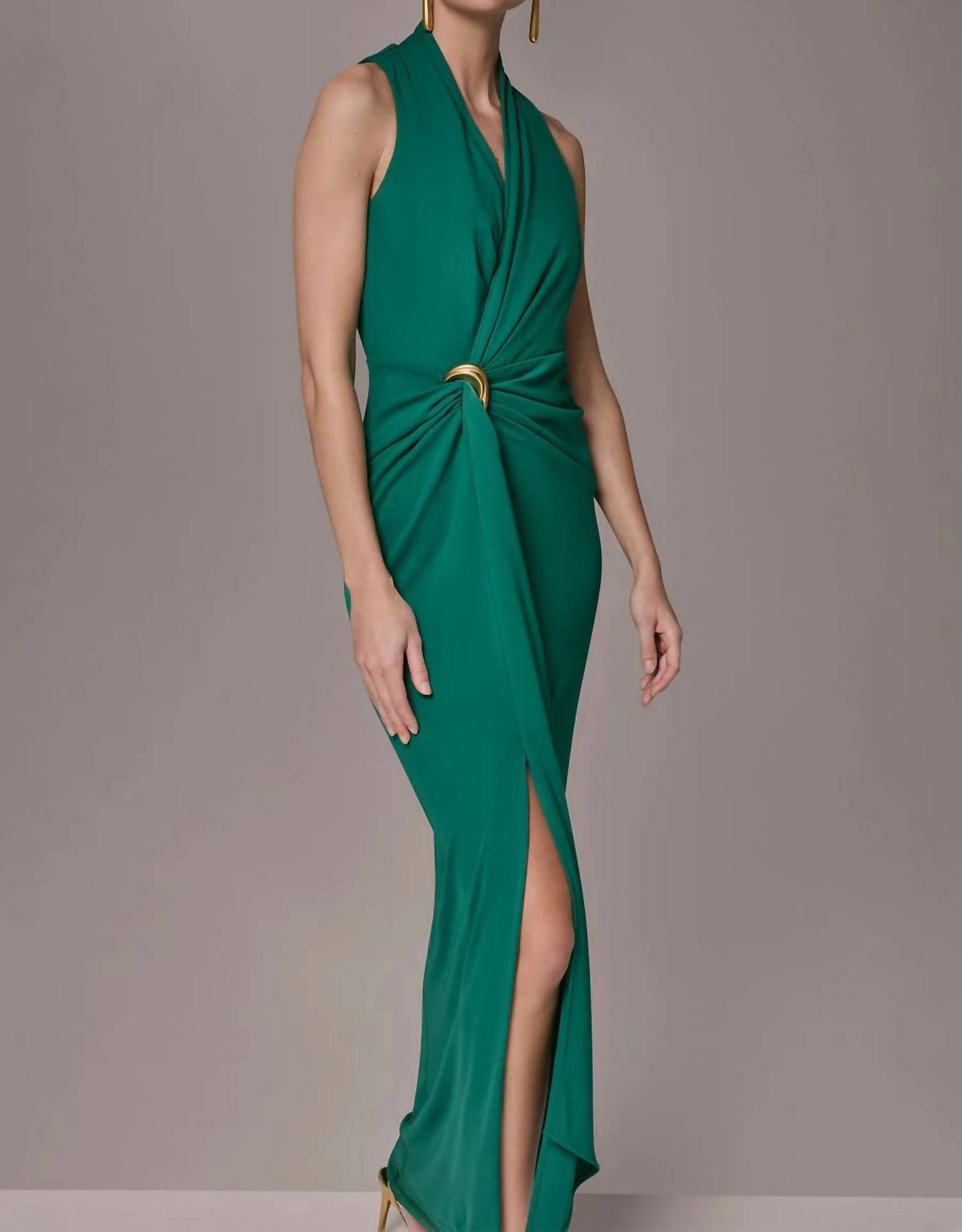 Sleeveless Wrap V-neck Gown