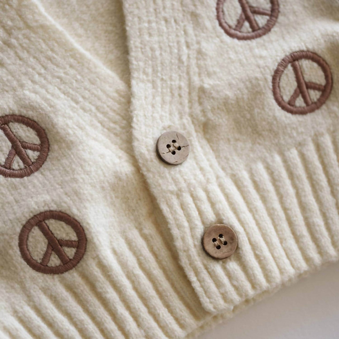Atlas Grey - Girl's Peace Sign Knit Cropped Cardigan - Rack Hunt -