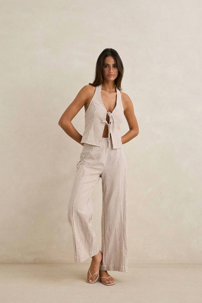 Louise Stripe Tie Halter Top
