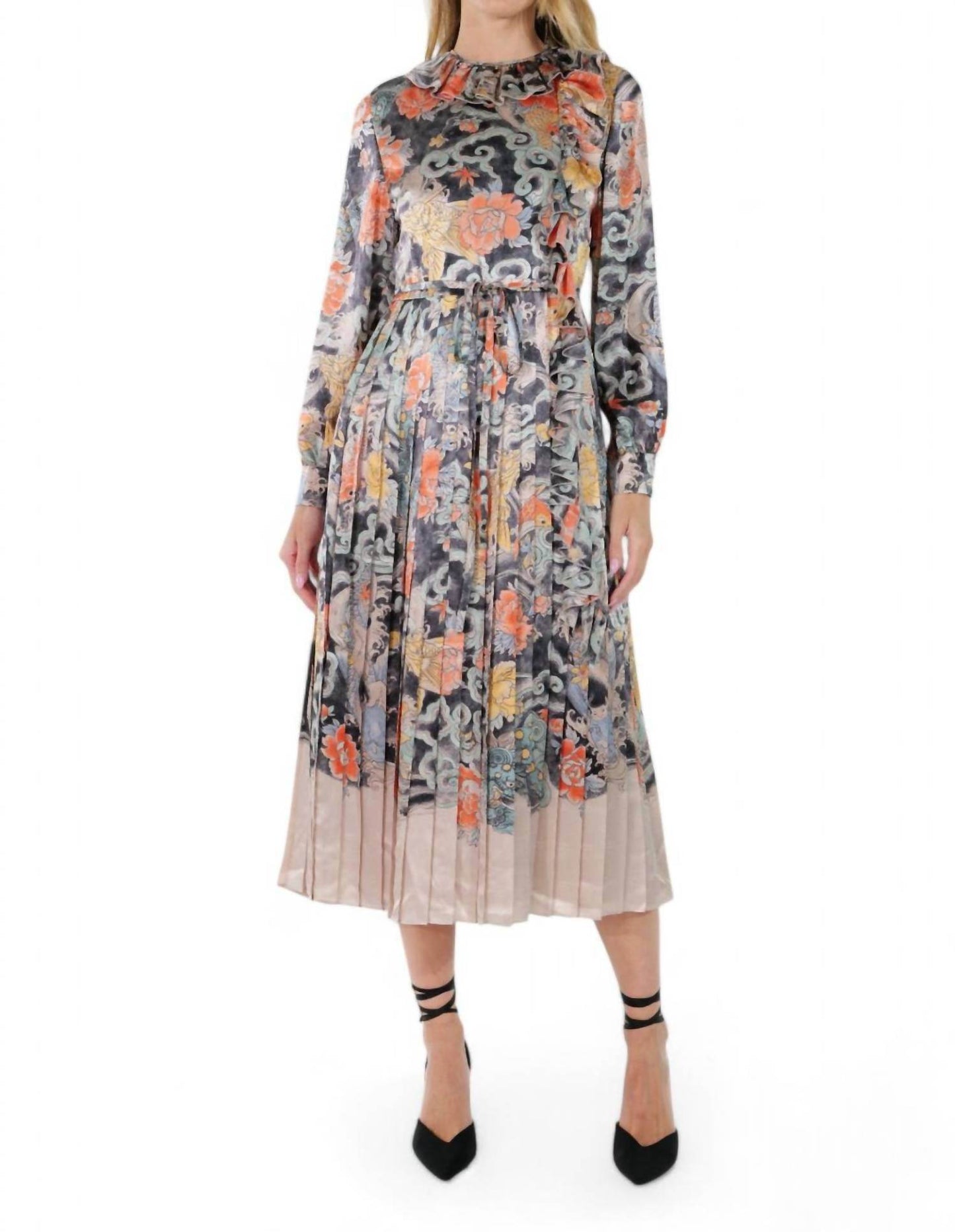 Valentino - Printed Pleated Midi Dress - Rack Hunt