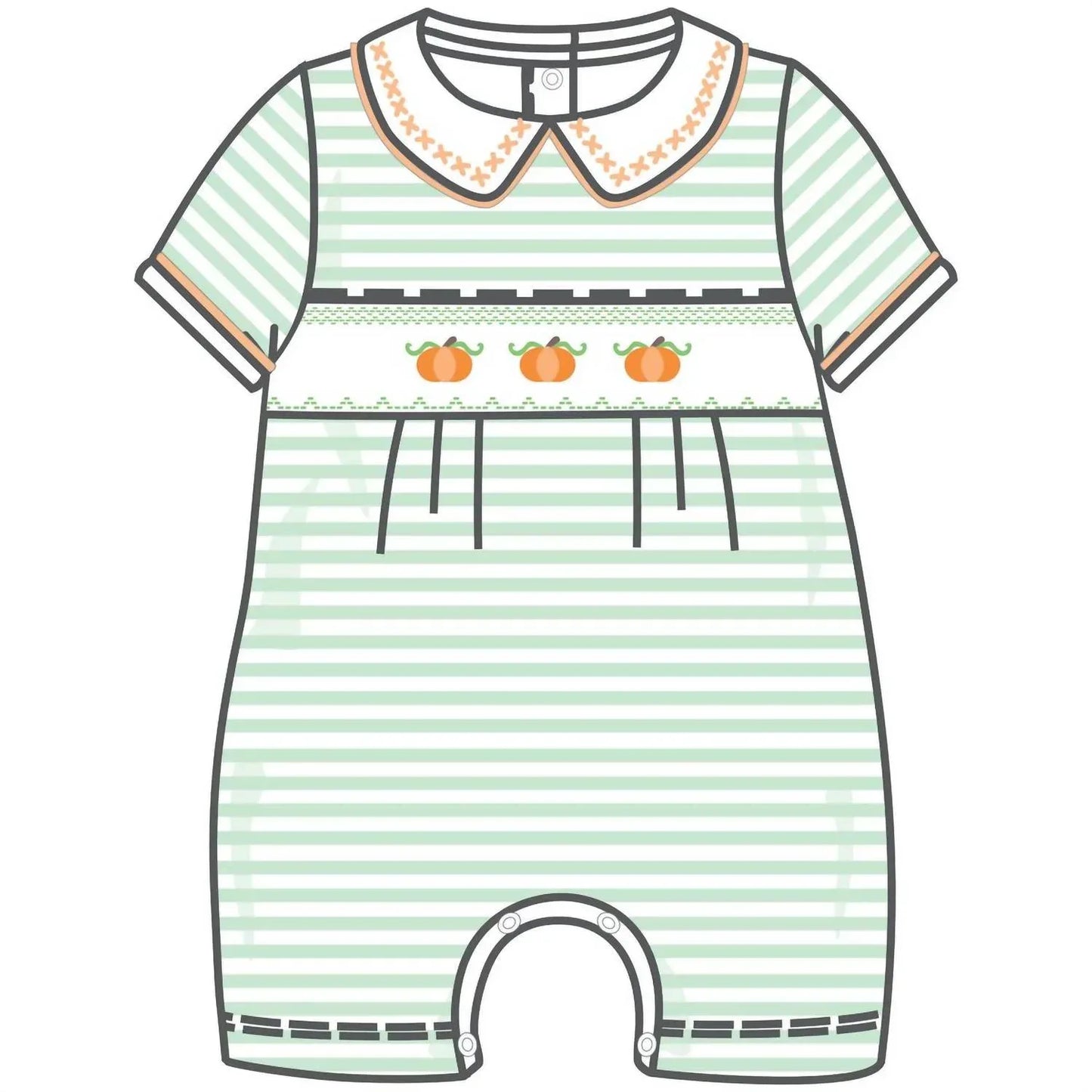 Magnolia Baby - Girl's Lil' Pumpkin Classics Smocked Short Playsuit - Rack Hunt