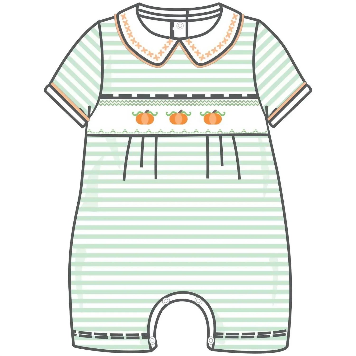 Magnolia Baby - Girl's Lil' Pumpkin Classics Smocked Short Playsuit - Rack Hunt