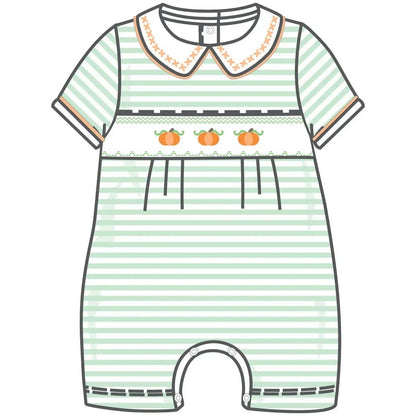 Magnolia Baby - Girl's Lil' Pumpkin Classics Smocked Short Playsuit - Rack Hunt