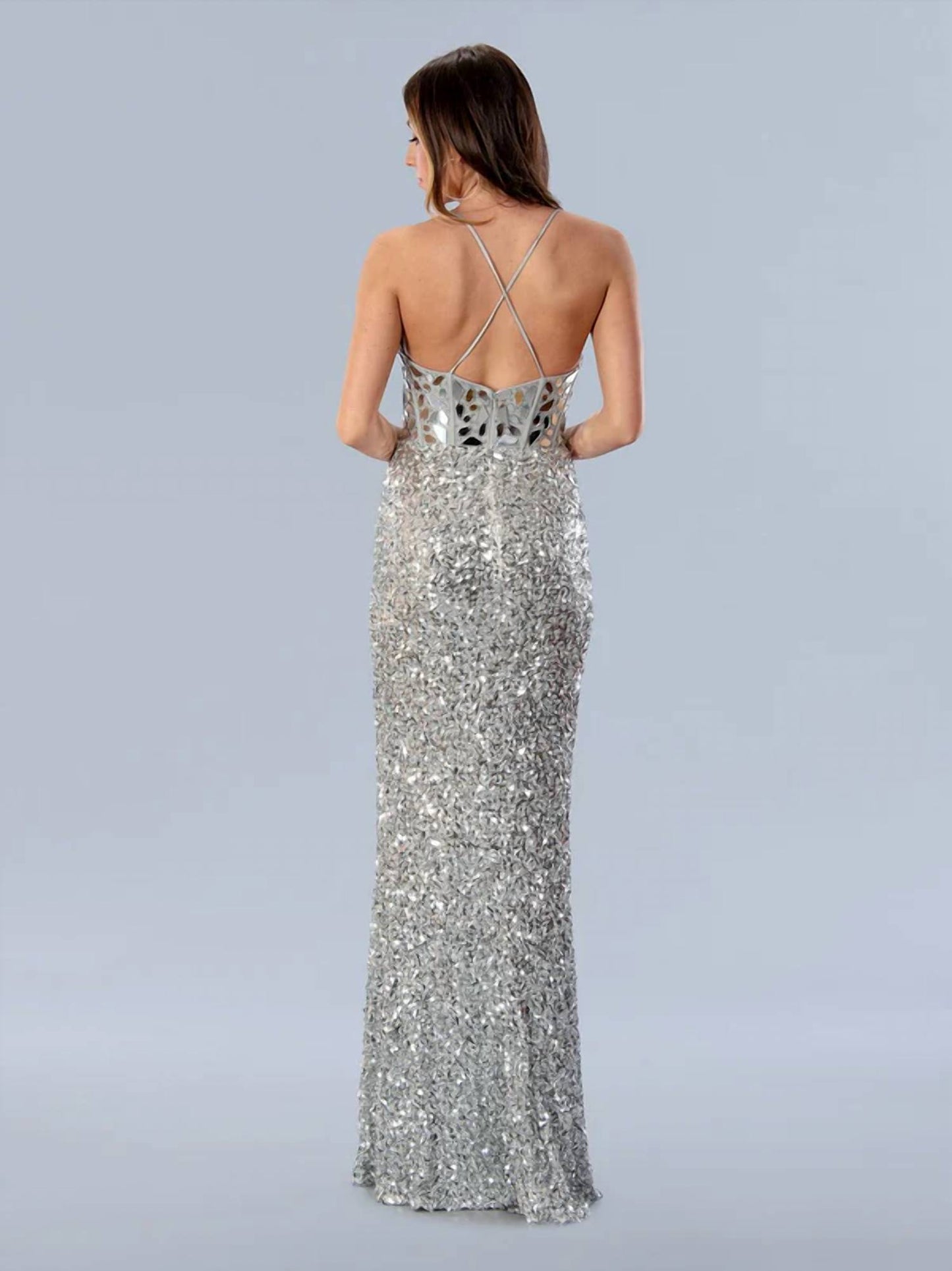 Sequin Formal Long Mirror Beaded Prom Dress