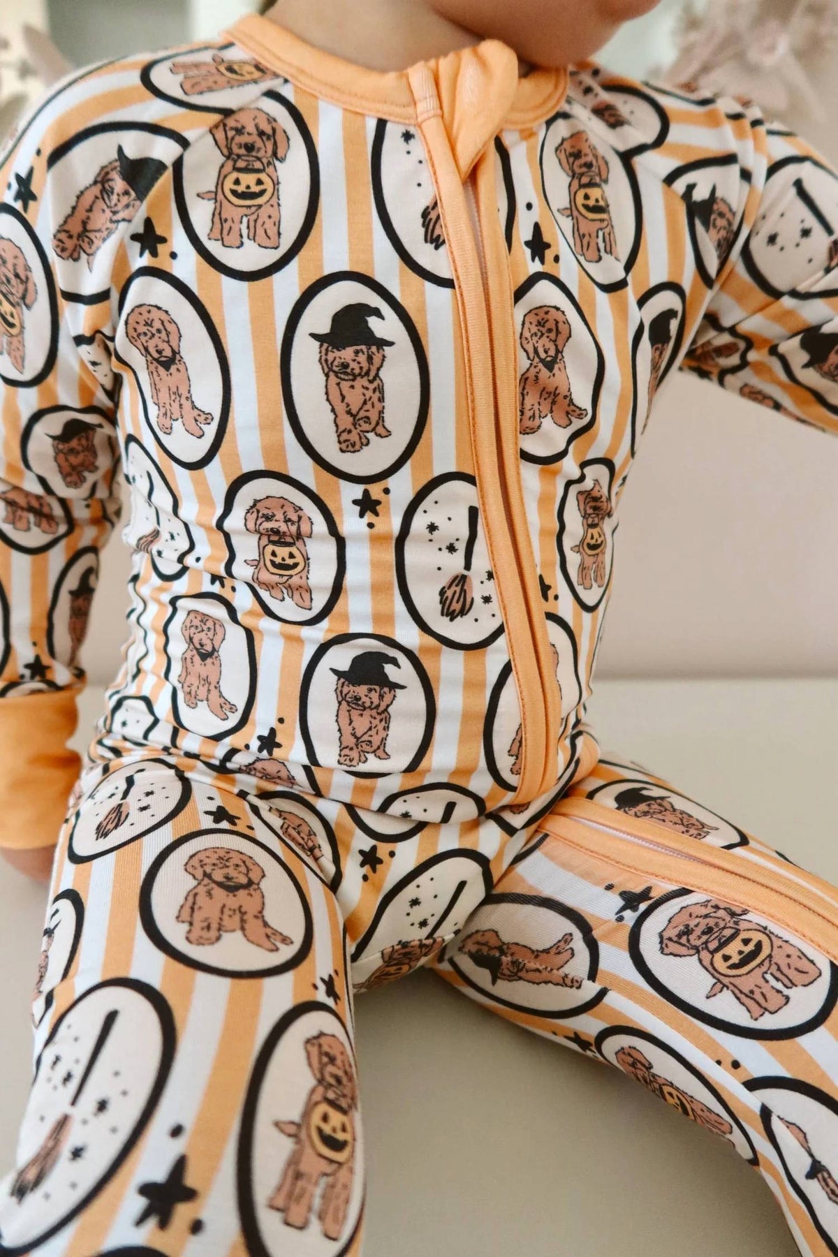 Boys Howl-o-ween Pups Zipper Romper