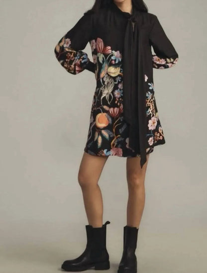 Maeve - Caroline Tie-neck Mini Long Sleeve Dress - Rack Hunt