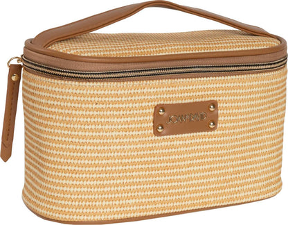 Women's Straw Texture 4 Piece Clear Cosmetic Bag Set