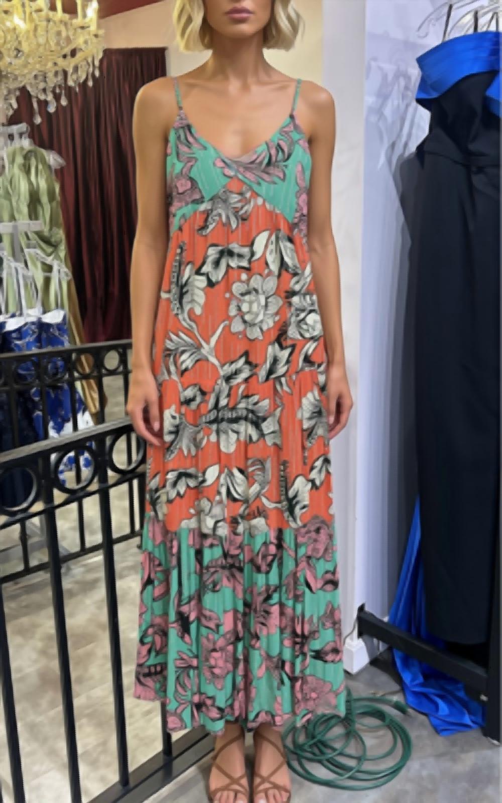 Flowy V Neck Maxi Dress