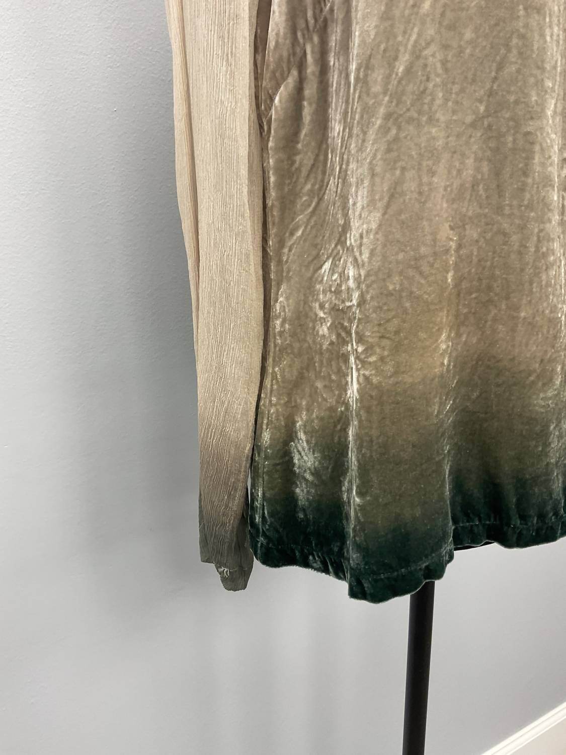 Viviana Uchitel - OLIVE OMBRE SILK VELVET BLOUSE - Rack Hunt