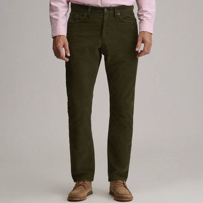 Straight Fit Stretch Cotton Corduroy Pants