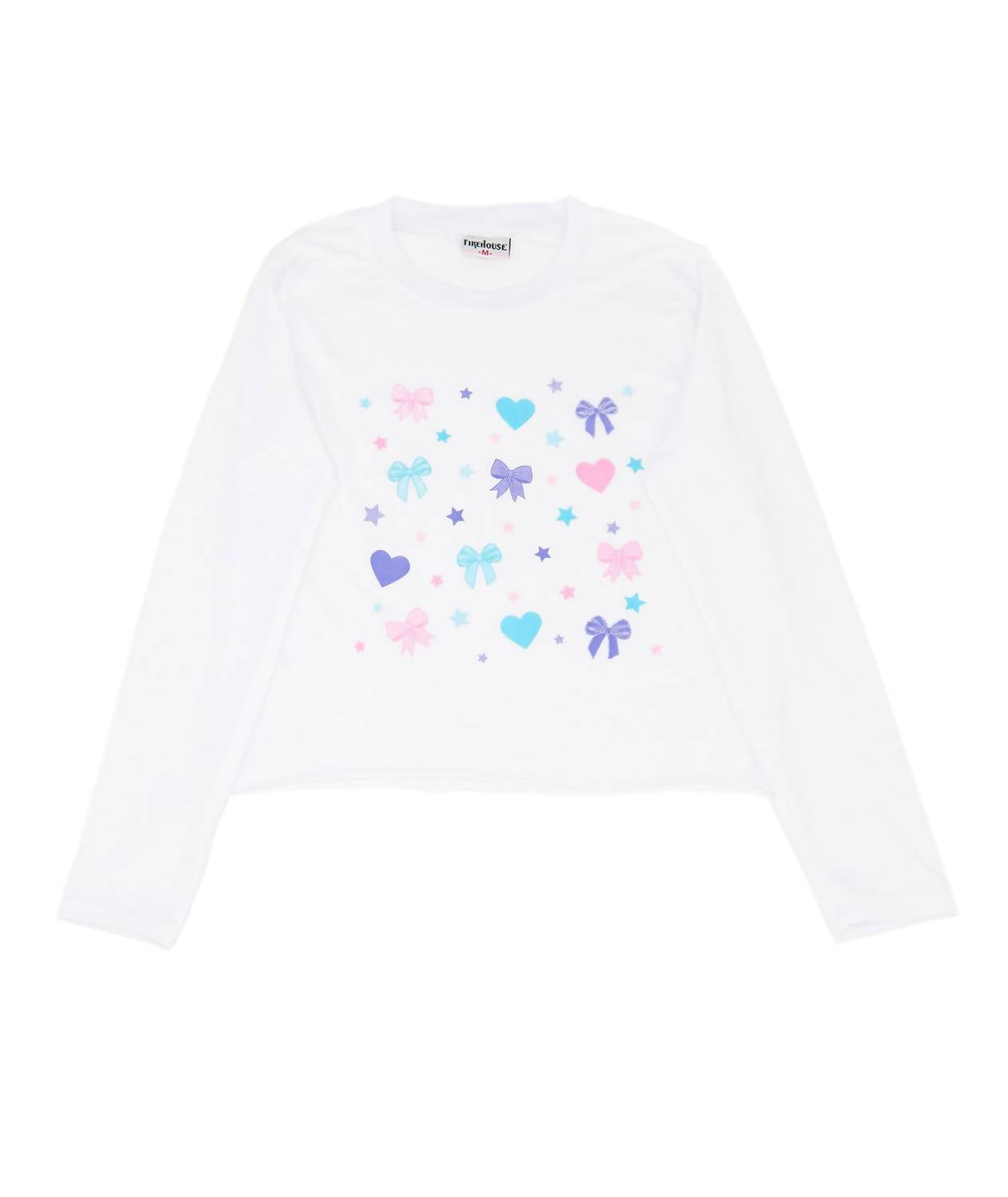Girl's Happy Hearts Bows & Stars Long Sleeve Tee
