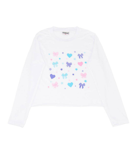 Girl's Happy Hearts Bows & Stars Long Sleeve Tee