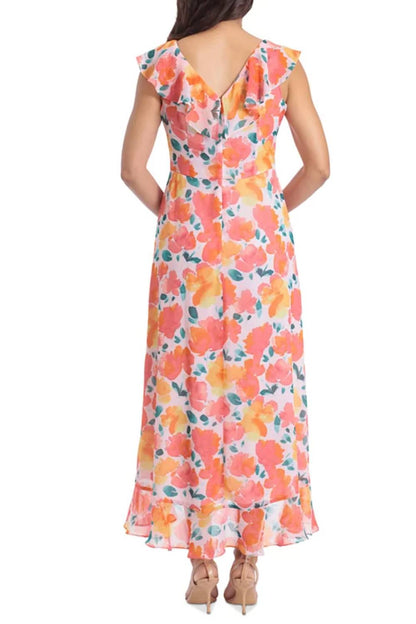 Floral Faux-Wrap Maxi Dress - PETITE