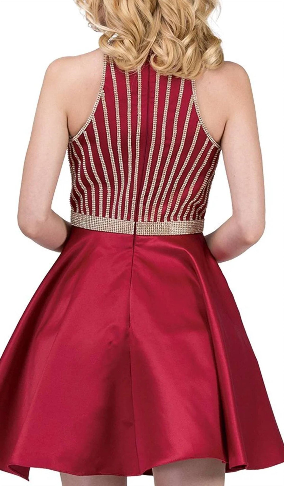 Beaded Halter Neck Homecoming Dress
