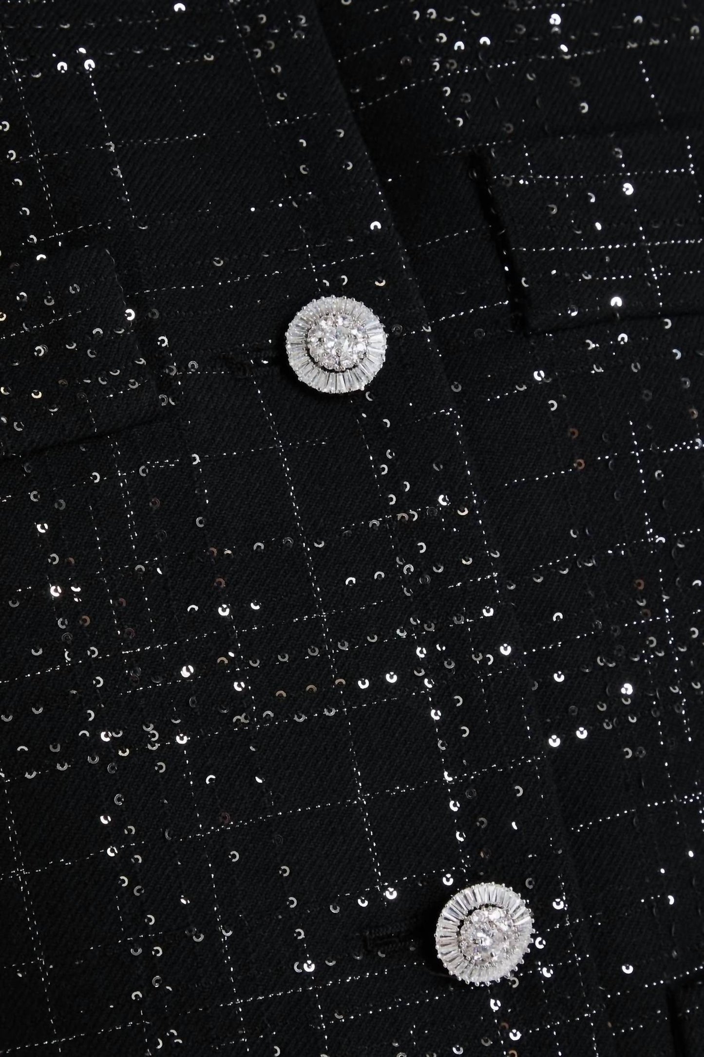 Sequin-embellished Short Metallic Tweed Jacket
