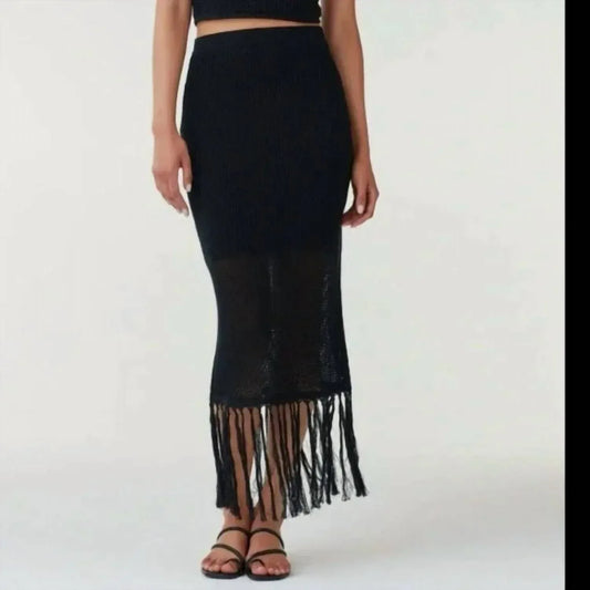 Vetta - Getaway Collection Knit Fringe Maxi Skirt - Rack Hunt