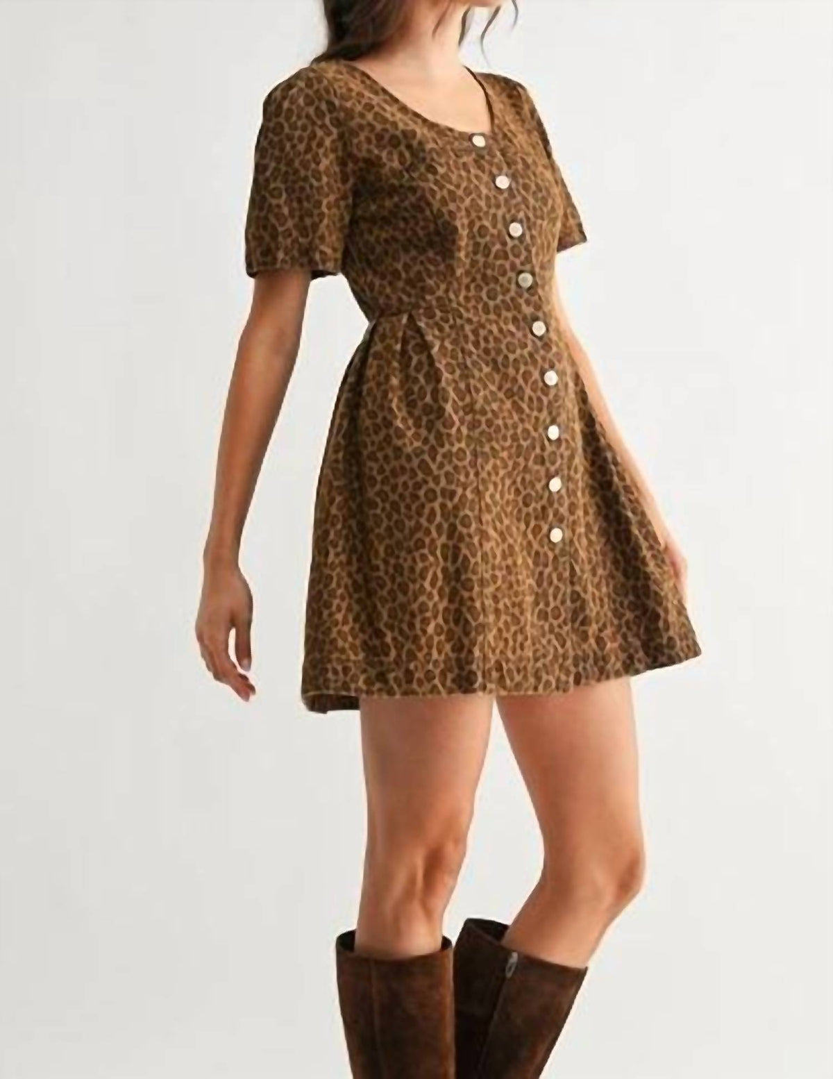 Cora Button Front Short Sleeve Mini Dress