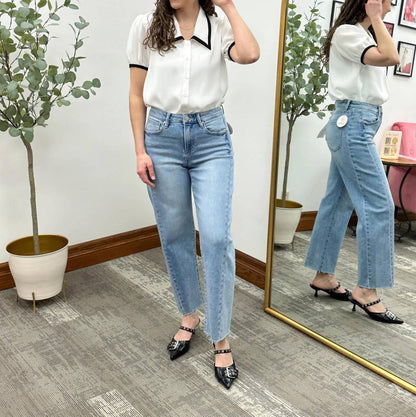 Button Up Short Sleeve Blouse