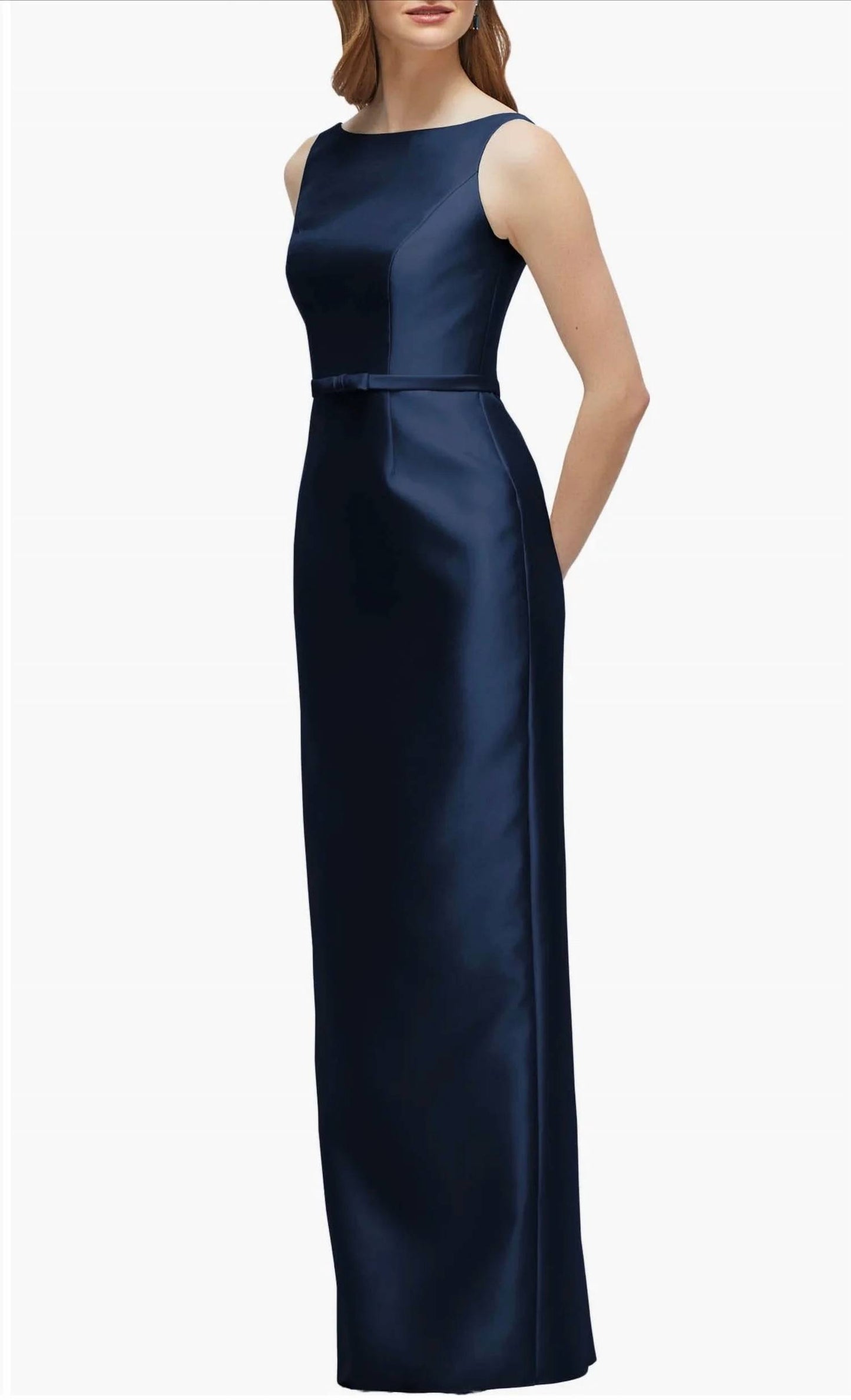 Sleeveless Bow Waist Full Length Gown