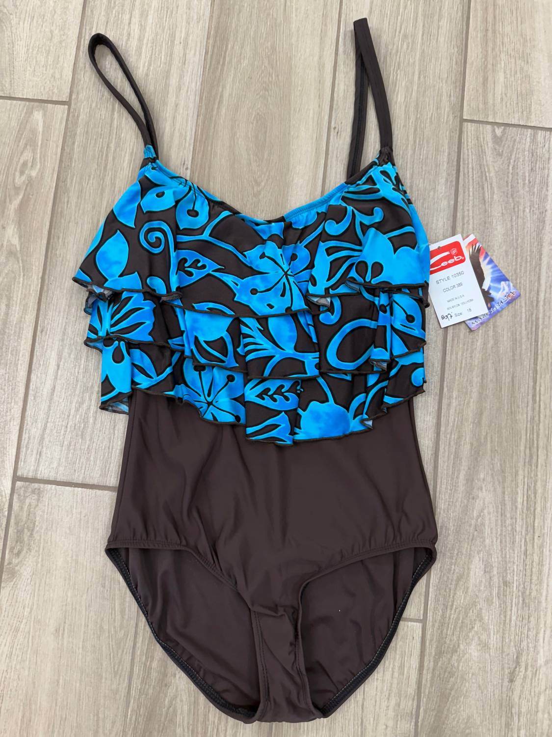 Ceeb USA - Women's Bandeau Floral Ruffled One-piece Swimsuit - Rack Hunt -