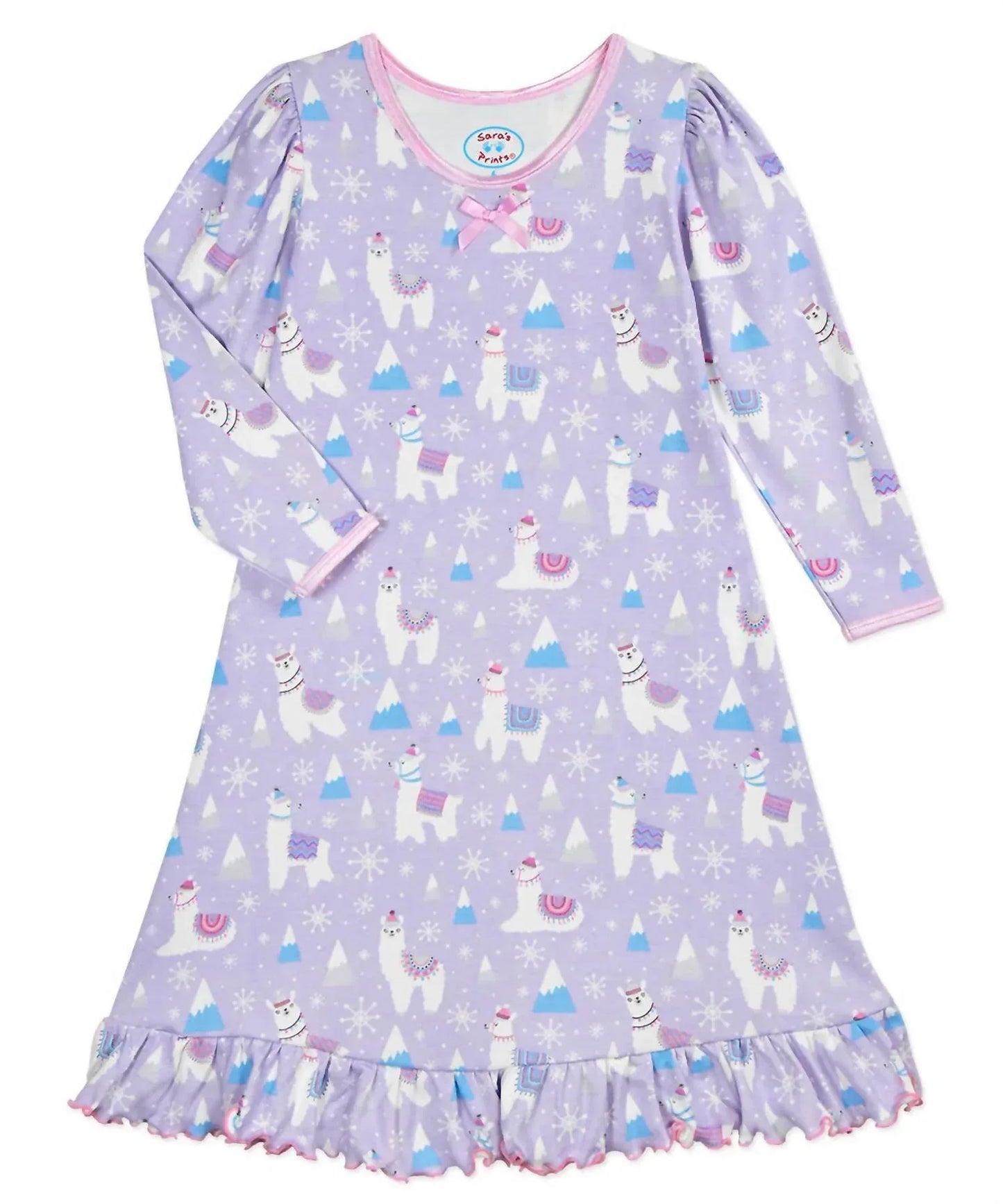 Sara's Prints - Girl's Llama Whirl And Twirl Night Gown - Rack Hunt