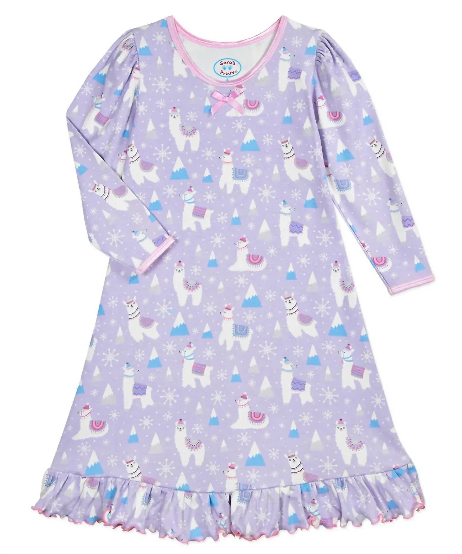 Sara's Prints - Girl's Llama Whirl And Twirl Night Gown - Rack Hunt