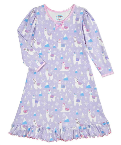 Sara's Prints - Girl's Llama Whirl And Twirl Night Gown - Rack Hunt