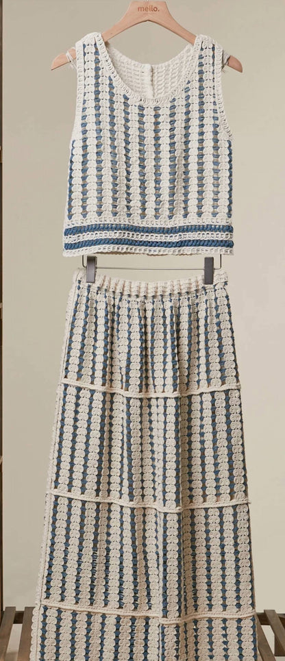 Women's Avery Boho Crochet Stripe Two Piece Set