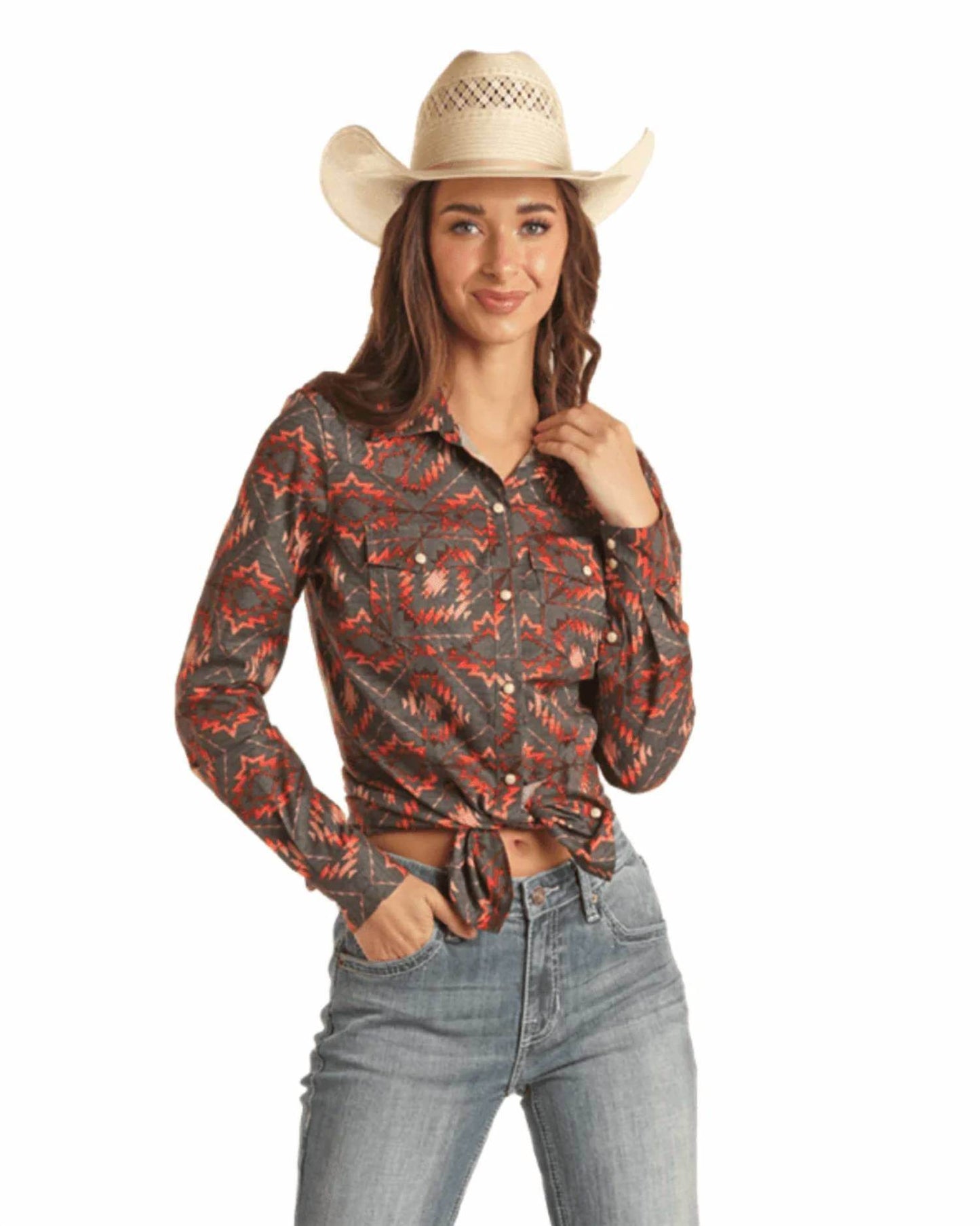Rock & Roll Cowgirl - Aztec Snap Western Shirt - Rack Hunt -