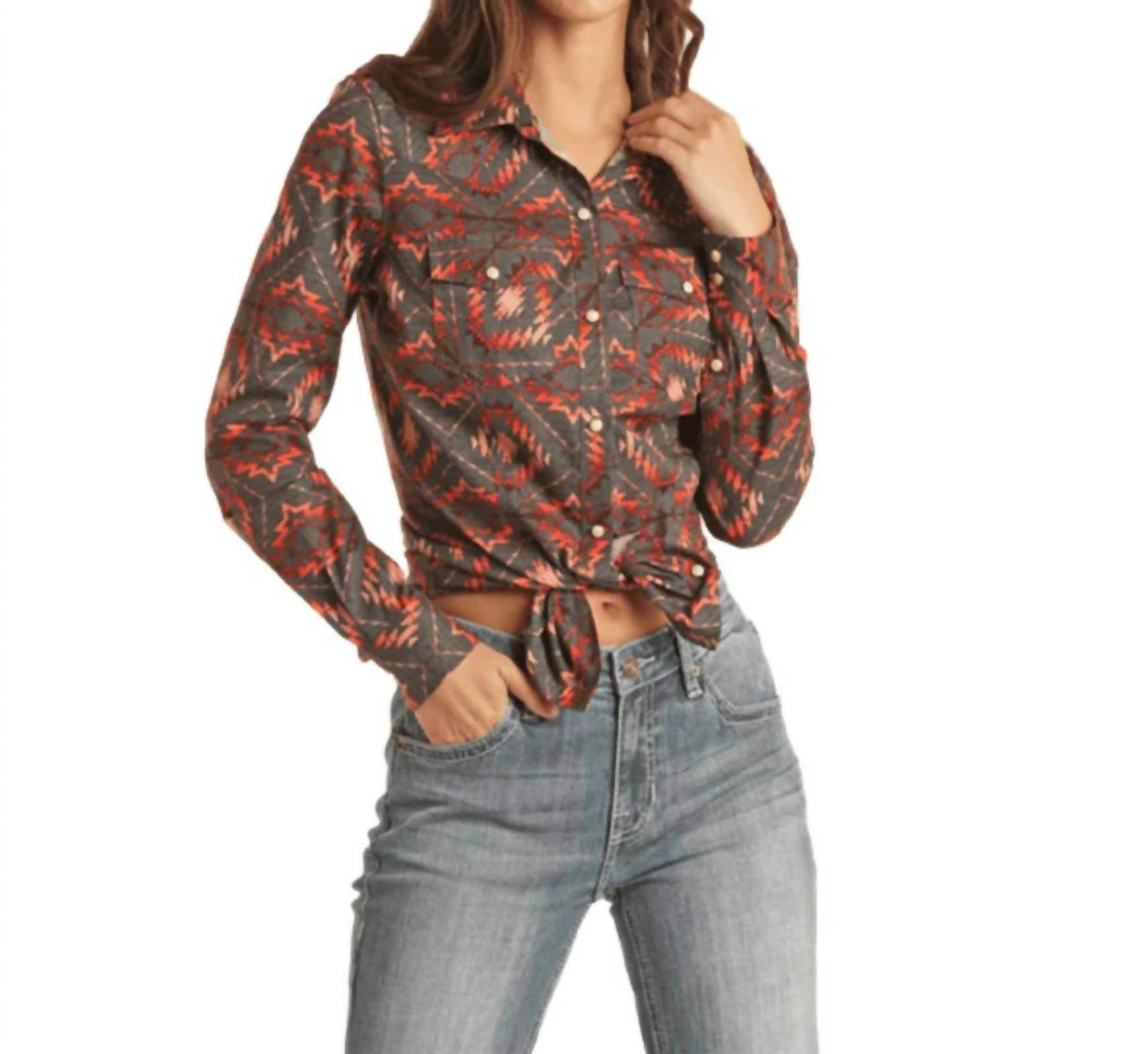 Rock & Roll Cowgirl - Aztec Snap Western Shirt - Rack Hunt -