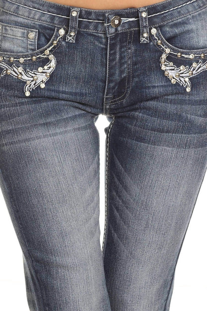 Bus Stop - Naughty Denim with Skull Pockets - Rack Hunt