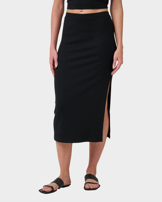 Quicksilver Women's Cora Bay Solid Ribbed Midi Skirt in Black - view 2
