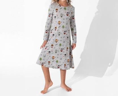 Little Monsters Bamboo Long Sleeve Dress