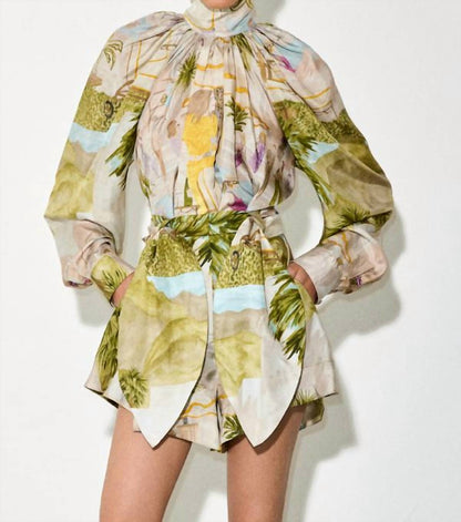 Joyce Silk Puffed Sleeves Blouse