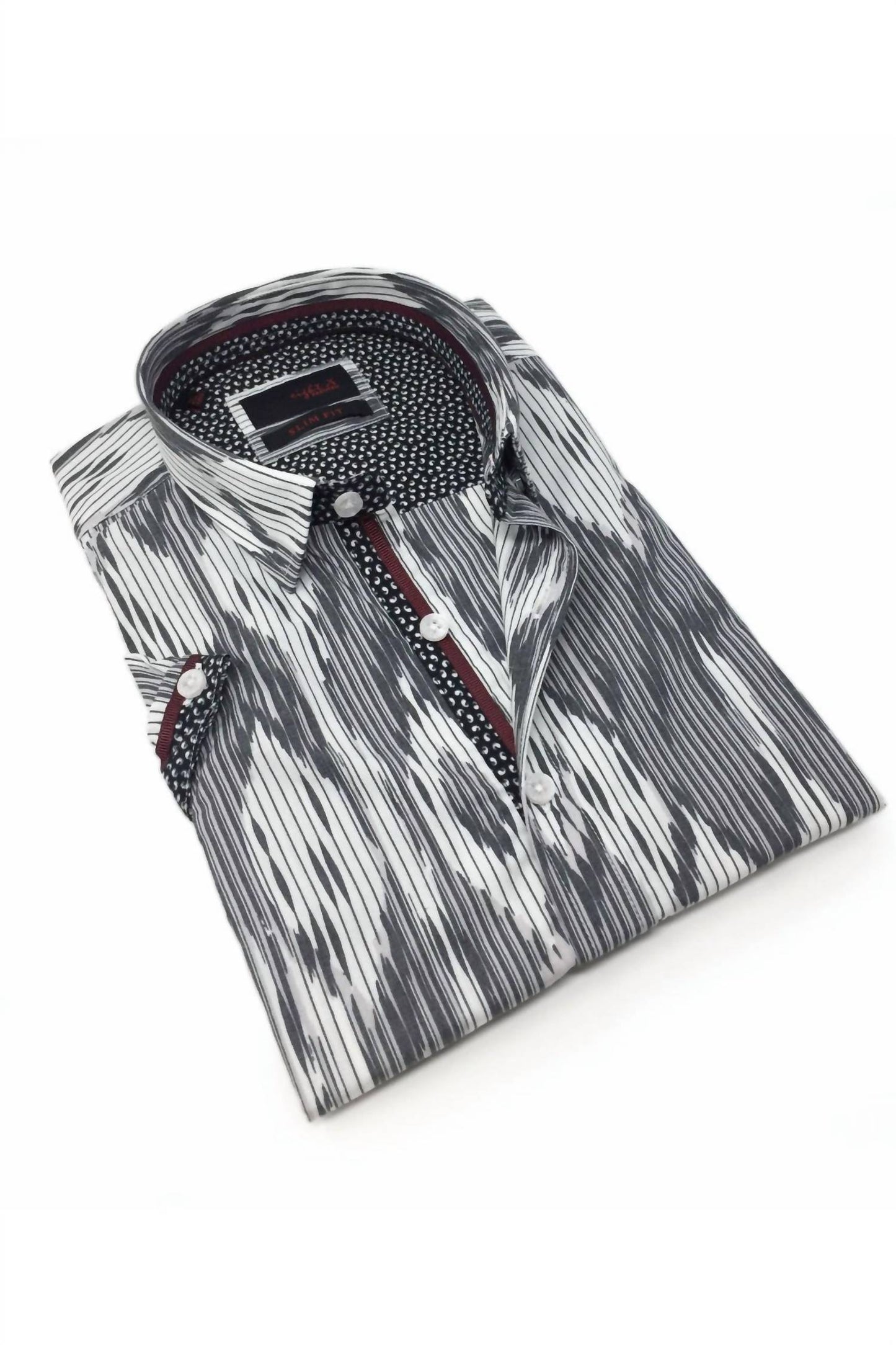 Stripe And Melt Design Short Sleeve Shirt With Trim