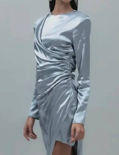 Asymmetrical Flair Hem Satin Midi Dress