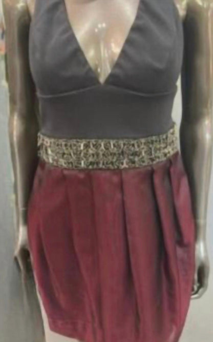 Women's Pleated Skirt Beaded Mini Dress