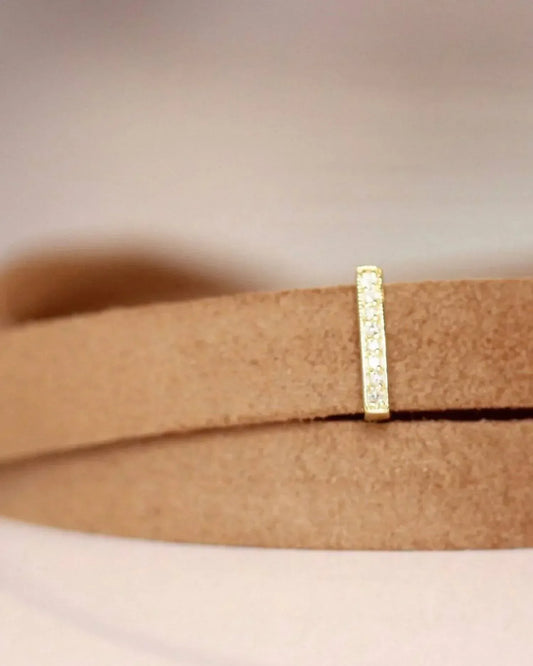 La Soula Jewelry - Women's Diamond Bar Suede Choker Necklace - Rack Hunt